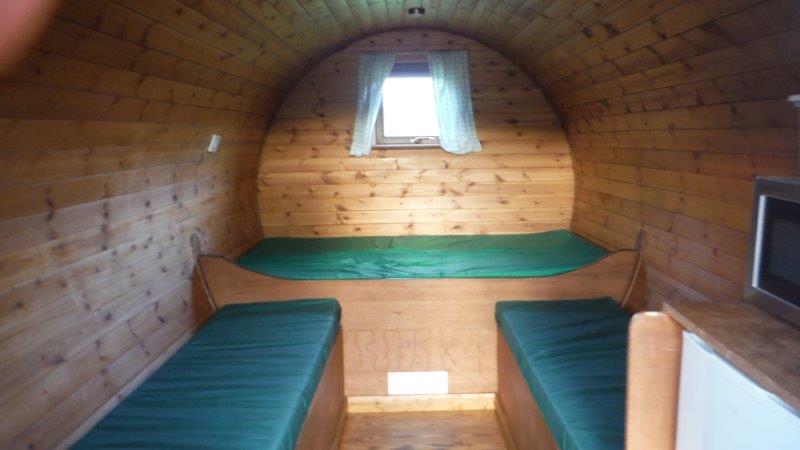 Inside a Microlodge - everything you need, including a toaster!